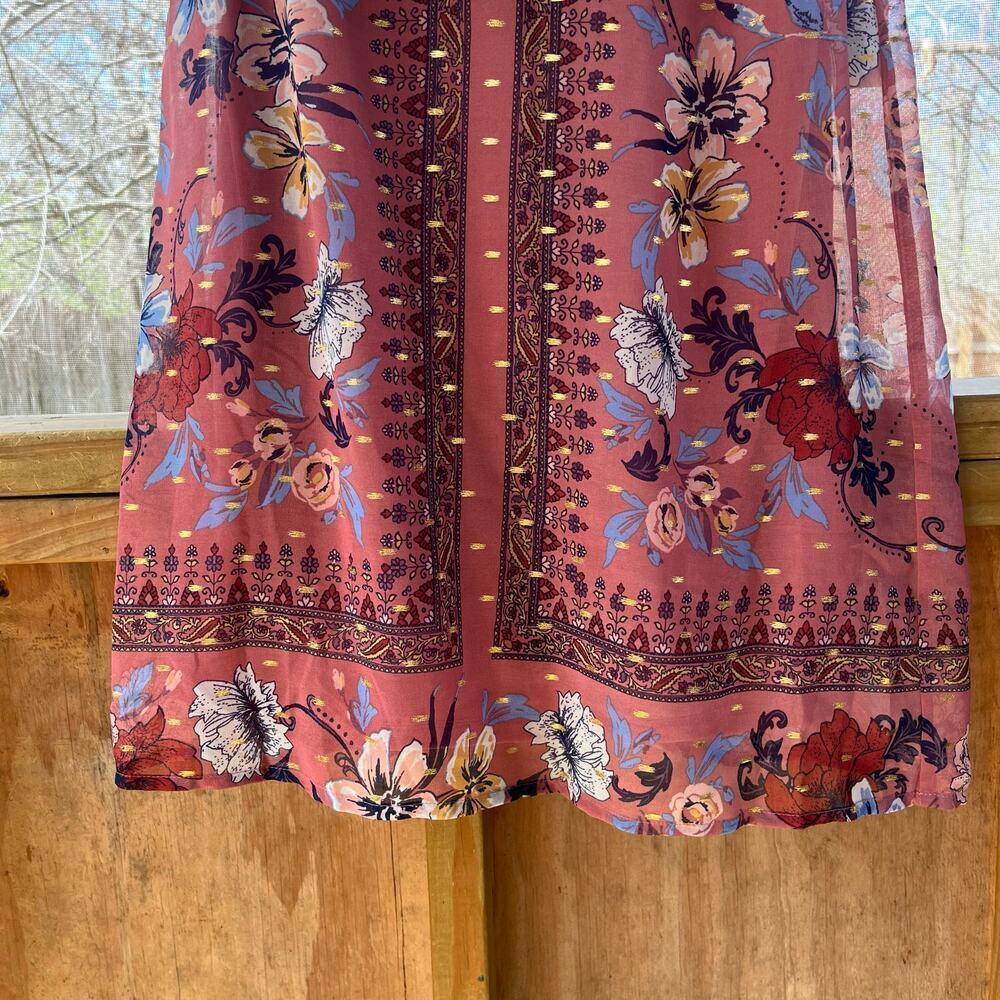 Laundry By Shelly Segal Baked Peach Floral Cold Shoulder Mini Dress Size 6. NEW - Picture 4 of 9
